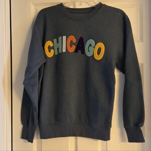 Blue Chicago Graphic Crewneck Sweatshirt